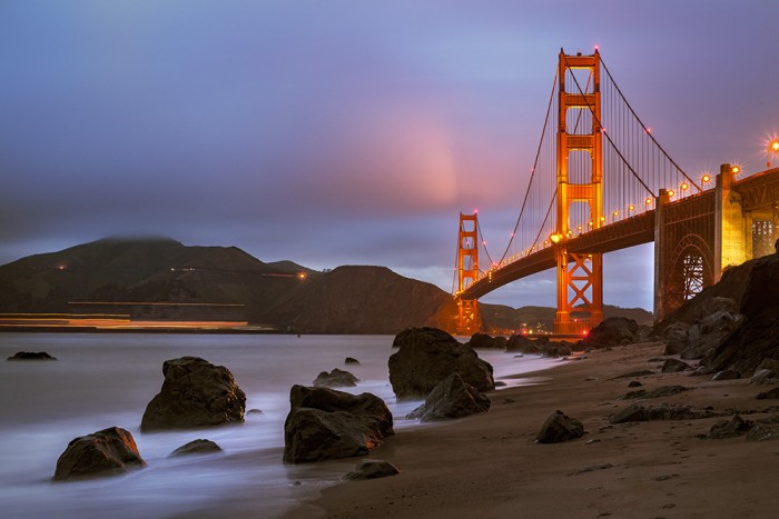 Golden Gate - Civil Twilight from Marshall Beach