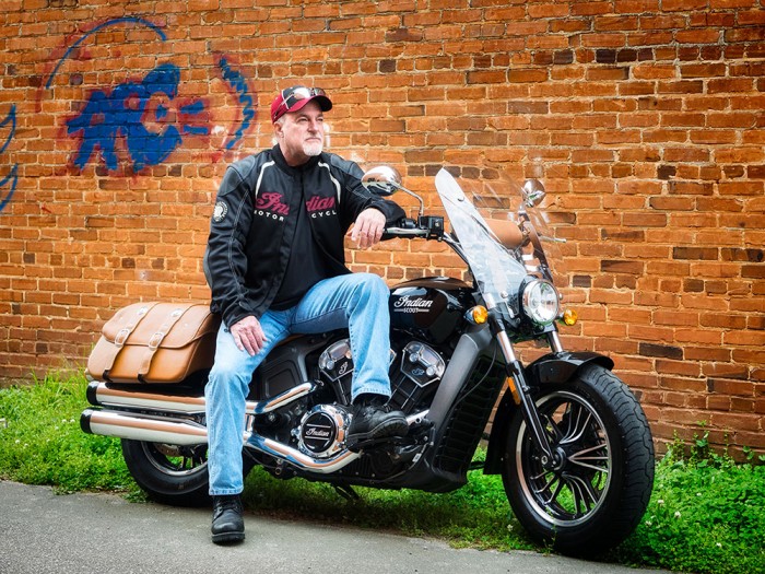 Carl on his Scout, Tyra